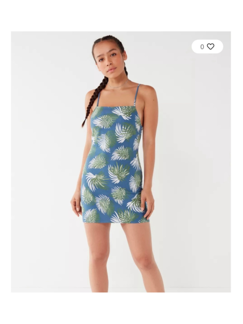 Urban Outfitters Mini Dress Size S Blue Green Tropical Palm Print New with tags